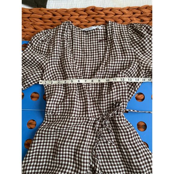 & Other Store Brown Gingham Mini Wrap Dress Size 8 - Picture 11 of 13